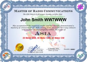 New QRZ Award: Master of Radio Communications Asia